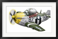 Framed Cartoon illustration of a P-51 Mustang