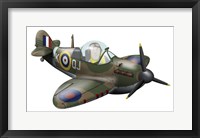 Framed Cartoon illustration of a Royal Air Force Supermarine Spitfire