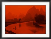 Framed Limestone Mountains, Li River Fishermen, Yangshou, Guilin, China