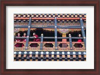 Framed Monks in the Kichu Lhakhang Dzong, Paro, Bhutan