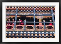 Framed Monks in the Kichu Lhakhang Dzong, Paro, Bhutan