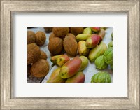 Framed Mangos and coconuts at the market on Mahe Island