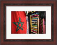 Framed Moroccan Flag, The Souqs of Marrakech, Marrakech, Morocco