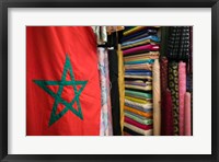 Framed Moroccan Flag, The Souqs of Marrakech, Marrakech, Morocco