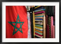 Framed Moroccan Flag, The Souqs of Marrakech, Marrakech, Morocco