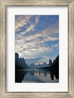 Framed Li River and Karst Peaks at sunrise, China