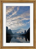 Framed Li River and Karst Peaks at sunrise, China