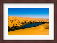 Framed Libya, Fezzan, desert Erg Ubari, Umm el Maa lake