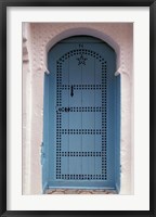 Framed Moorish-styled Blue Door and Whitewashed Home, Morocco