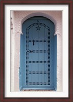 Framed Moorish-styled Blue Door and Whitewashed Home, Morocco