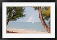 Framed Madagascar, Mahajunga. Fishing dhow and rainbow