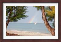 Framed Madagascar, Mahajunga. Fishing dhow and rainbow