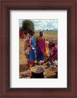 Framed Maasai Women Cooking for Wedding Feast, Amboseli, Kenya