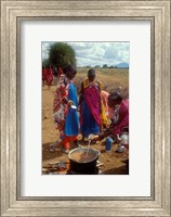 Framed Maasai Women Cooking for Wedding Feast, Amboseli, Kenya