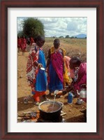 Framed Maasai Women Cooking for Wedding Feast, Amboseli, Kenya