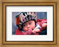 Framed Miao Baby Wearing Traditional Hat, China