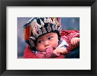 Framed Miao Baby Wearing Traditional Hat, China