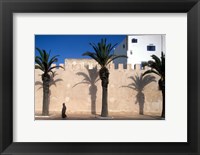 Framed Man and Palm Shadows on Walled Medina, Essaouira, Morocco