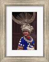 Framed Miao Girl in Traditional Silver Hairdress and Costume, China