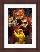 Framed Lion Dance Celebrating Chinese New Year, Beijing, China