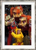 Framed Lion Dance Celebrating Chinese New Year, Beijing, China