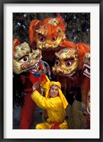 Framed Lion Dance Celebrating Chinese New Year, Beijing, China