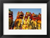 Framed Lion dance performance celebrating Chinese New Year Beijing China - MR