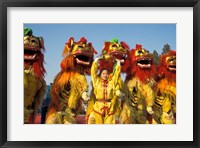 Framed Lion dance performance celebrating Chinese New Year Beijing China - MR