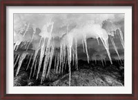 Framed Icicles hang from an ice roof, Cuverville Island, Antarctica.