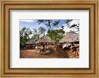 Framed Konso village, Rift Valley, family compound, Ethiopia, Africa