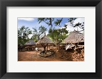 Framed Konso village, Rift Valley, family compound, Ethiopia, Africa