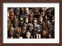 Framed Mask stall at curio store, Greenmarket Square, Cape Town, South Africa