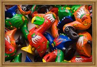 Framed Mauritius, Port Louis, market, wooden Dodo bird toy