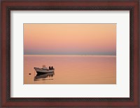 Framed Pink sunrise with small boat in the ocean, Ifaty, Tulear, Madagascar