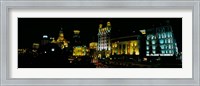 Framed Night View of Colonial Buildings Along the Bund, Shanghai, China