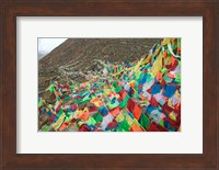 Framed Praying Flags with Mt. Quer Shan, Tibet-Sichuan, China