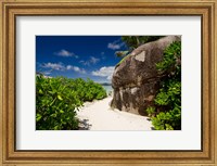Framed Popular Anse Source D'Agent white sand beach, Island of La Digue, Seychelles