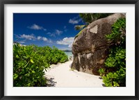 Framed Popular Anse Source D'Agent white sand beach, Island of La Digue, Seychelles