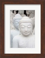 Framed Myanmar, Mandalay, Stone carver, marble Buddhas
