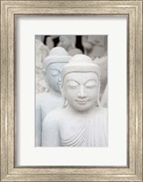 Framed Myanmar, Mandalay, Stone carver, marble Buddhas