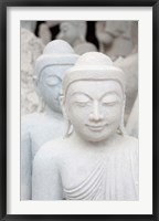 Framed Myanmar, Mandalay, Stone carver, marble Buddhas