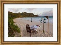 Framed Private dinner on the beach at Banyan Tree Resort, Mahe Island, Seychelles