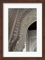 Framed Wall tiles and carvings on Islamic law courts, Morocco