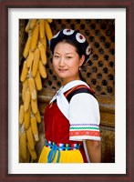 Framed Naxi Minority Woman in Traditional Ethnic Costume, China