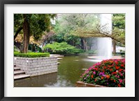 Framed Pond With Fountain in Kowloon Park, Tsim Sha Tsui Area, Kowloon, Hong Kong, China
