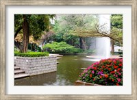 Framed Pond With Fountain in Kowloon Park, Tsim Sha Tsui Area, Kowloon, Hong Kong, China