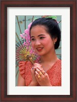 Framed Portrait of Water Dai Girl With Umbrella, China