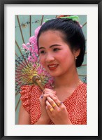 Framed Portrait of Water Dai Girl With Umbrella, China