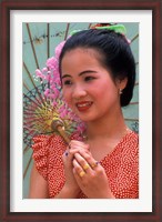 Framed Portrait of Water Dai Girl With Umbrella, China