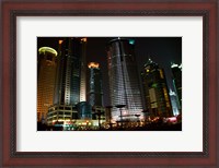 Framed Night View of Highrises, Shanghai, China